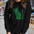 Cute Cat St Patricks Day Clover Lucky Cat Mom Shamrock Cat V2 Women Graphic Long Sleeve T-shirt Gifts for Her