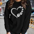 Cute Dog Puppy Dogs Paw Print Heart Dog Mom Women Long Sleeve T-shirt Gifts for Her