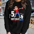 Dabbing Bowler BowlingShirt 5Th Birthday Boys Party Tees Women Long Sleeve T-shirt Gifts for Her