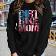 Dirt Bike Mom Vintage American Flag Motorcycle Silhouette Women Long Sleeve T-shirt Gifts for Her