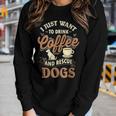 Drink Coffee & Rescue Dogs Adoption Rescue Mom Dad Women Graphic Long Sleeve T-shirt Gifts for Her