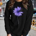 Womens Esophageal Cancer Awareness Sunflower Periwinkle Ribbon Women Long Sleeve T-shirt Gifts for Her