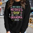 Womens My First As A Grandma 2023 Happy Women Long Sleeve T-shirt Gifts for Her