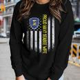 Flag Usa Proud Us Navy Seabee Wife Us Military Family Women Long Sleeve T-shirt Gifts for Her