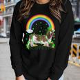 Funny Shamrock Vintage Rainbow Basset Hound St Patricks Day Women Graphic Long Sleeve T-shirt Gifts for Her
