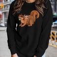 Funny Sloth Riding Squirrel Sloth Lover Gift Women Graphic Long Sleeve T-shirt Gifts for Her