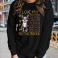 I Love My Brown Bostie Boston Terrier Mom Dad Kid Lover Gift Women Graphic Long Sleeve T-shirt Gifts for Her