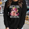 Just A Girl Who Loves Pigs Lover Dad Mom Funny Kidding Women Graphic Long Sleeve T-shirt Gifts for Her