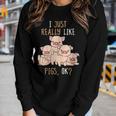 Womens I Just Really Like Pigs Ok Cute Pink Pigs Women Long Sleeve T-shirt Gifts for Her
