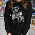 Kids Love You Happy Kids Apparel Mother Zebra And Baby Women Graphic Long Sleeve T-shirt Gifts for Her