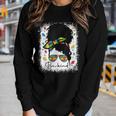 Be Kind Autism Awareness Messy Bun Afro Autistic Girl Woman Women Long Sleeve T-shirt Gifts for Her