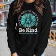 Be Kind Ovarian Cancer Awareness Ribbon Sunflower Kindness Women Long Sleeve T-shirt Gifts for Her