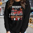 Mommy Of The Birthday Boy Firetruck Firefighter Party Women Graphic Long Sleeve T-shirt Gifts for Her