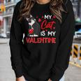 My Cat Is My Valentine Cute Valentines Day Cat Dad Cat Mom Women Graphic Long Sleeve T-shirt Gifts for Her