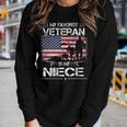 My Favorite Veteran Is My Niece - Flag Mother Veterans Day Women Graphic Long Sleeve T-shirt Gifts for Her