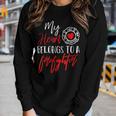 My Heart Belongs To A Firefighter Gift For Wife Girlfriend Women Graphic Long Sleeve T-shirt Gifts for Her