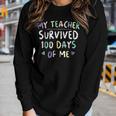 My Teacher Survived 100 Days Of Me Funny School V17 Women Graphic Long Sleeve T-shirt Gifts for Her