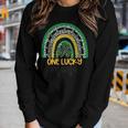 One Lucky Mama Rainbow St Patricks Day Funny Irish Shamrock Women Graphic Long Sleeve T-shirt Gifts for Her