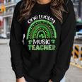 One Lucky Music Teacher Rainbow Shamrock St Patricks Day Women Graphic Long Sleeve T-shirt Gifts for Her