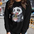 Panda Eating RamenKawaii Giant Japanese Noodle Women Long Sleeve T-shirt Gifts for Her