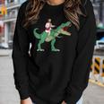 Parody Jesus Riding Dinosaur Meme Dino Lover Believer Women Long Sleeve T-shirt Gifts for Her