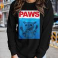 Paws Cat Meme Humor Funny Kitty Lover Funny Cats Dads Mom Women Graphic Long Sleeve T-shirt Gifts for Her