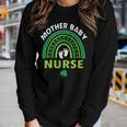 Rainbow Postpartum Mother Baby Nurse St Patricks Day Women Graphic Long Sleeve T-shirt Gifts for Her