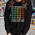 Retro My Students Survived 100 Days Of Me Funny Teacher Women Graphic Long Sleeve T-shirt Gifts for Her