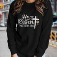 He Is Risen Christians Cross Jesus Religious Easter Day Women Long Sleeve T-shirt Gifts for Her