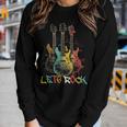 Lets Rock Rock N Roll Guitar Retro Graphic For Men Women Women Long Sleeve T-shirt Gifts for Her