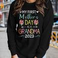 Womens Womens My First As A Grandma 2023 Women Long Sleeve T-shirt Gifts for Her
