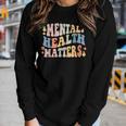 Mental Health Matters Be Kind Groovy Retro Mental Awareness Women Long Sleeve T-shirt Gifts for Her