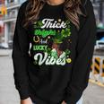 Thick Thighs Lucky Vibes St Patricks Day Melanin Black Women Women Long Sleeve T-shirt Gifts for Her