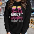 Womens Vacation Girls Trip Florida 2023 Beaches Booze And Besties Women Long Sleeve T-shirt Gifts for Her