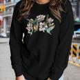 Vibrant Hummingbird Flowers Magnolia Garden Birds Lover Women Long Sleeve T-shirt Gifts for Her