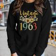 Vintage 1963 Sunflower 60Th Birthday Awesome Since 1963 Women Graphic Long Sleeve T-shirt Gifts for Her