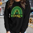 Vintage Lucky Green Irish Shamrock Rainbow St Patricks Day Women Graphic Long Sleeve T-shirt Gifts for Her