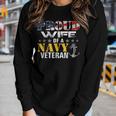 Vintage Proud Wife Of A Navy For Veteran Gift Women Graphic Long Sleeve T-shirt Gifts for Her