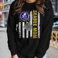 Vintage Seabee Mom American Flag Cool Veteran Day Women Long Sleeve T-shirt Gifts for Her