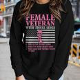 Womens Female Veteran With Three Sides Women Veteran Mother Grandma Women Graphic Long Sleeve T-shirt Gifts for Her