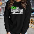 Womens Happy Patricks Day Truck Green Shamrock Irish Clover V2 Women Graphic Long Sleeve T-shirt Gifts for Her