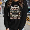 Womens My Husband Risked His Life - Us Army Veteran Wife Women Graphic Long Sleeve T-shirt Gifts for Her