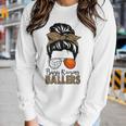 Busy Raising Ballers Basketball And Volleyball Mom Messy Bun Women Long Sleeve T-shirt Gifts for Her