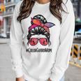 Color Guard Mom Messy Bun Marching Band School Mommy Mother Women Graphic Long Sleeve T-shirt Gifts for Her