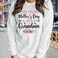 Womens My First As A Grandma Flowers 2023 Women Long Sleeve T-shirt Gifts for Her