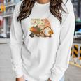 Funny Fall Gnomes Pumpkin Kisses And Harvest Wishes Women Graphic Long Sleeve T-shirt Gifts for Her
