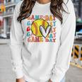 Groovy Softball Game Day Team Sports Softball Mom Game Day Women Long Sleeve T-shirt Gifts for Her