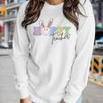 Hoppy Teacher Easter Bunny Ears With Smile Face Meme Women Long Sleeve T-shirt Gifts for Her