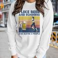 I Like Beer And Running And Maybe 3 People Retro Vintage Women Graphic Long Sleeve T-shirt Gifts for Her