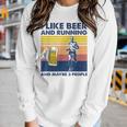 I Like Beer And Running And Maybe 3 People Vintage Gift Women Graphic Long Sleeve T-shirt Gifts for Her